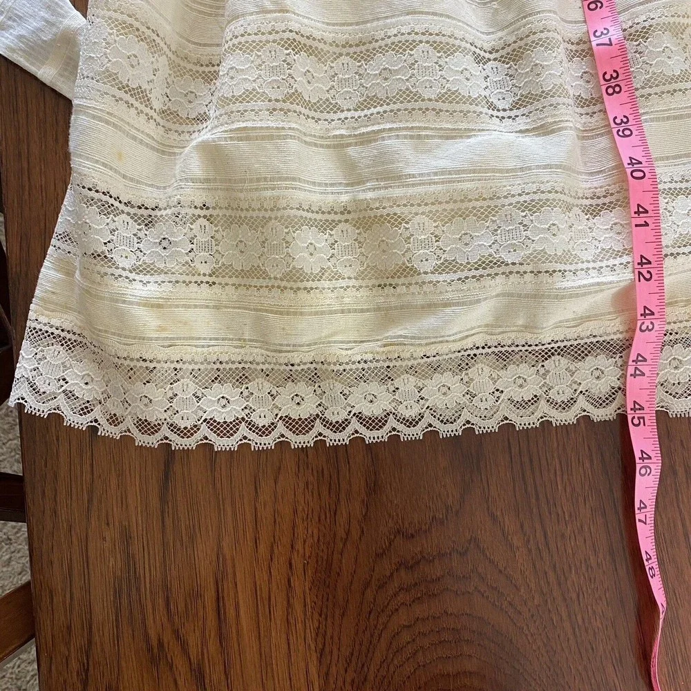 Vtg 70s Albert Capraro Womens Midi Dress XS S Ivory Lace Gunne Style - Picture 16 of 16